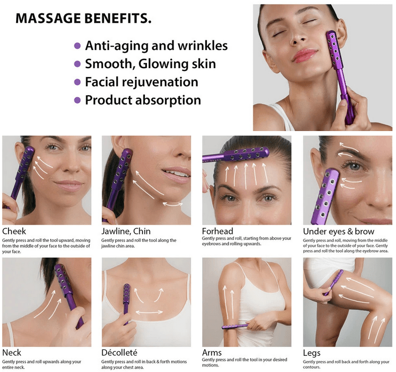 Before and after using Germanium Face Roller for sculpted jawline and smoother skin Germanium Face Roller