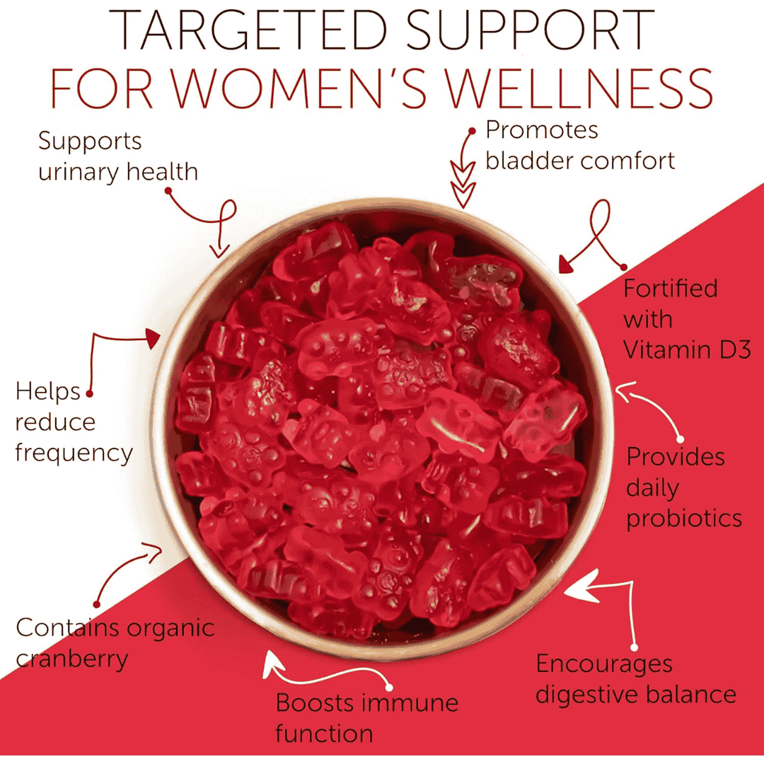 Ellasie Cranberry Probiotic Gummies – 5 Billion CFU | Urinary & Vaginal Balance Support | Vegan, Sugar - Free | Supplements > Probiotic Gummies by Ellasie
