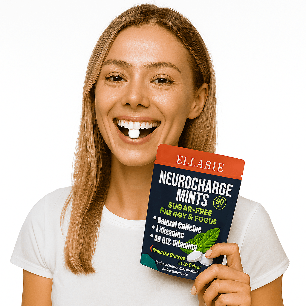 Neuro Mints: Energy & Focus Supplement with Natural Caffeine + L - Theanine & B Vitamins for Mental Clarity | Energy Gums by Ellasie