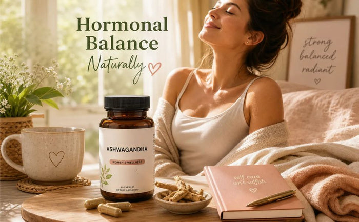Woman comparing ashwagandha supplement labels and research notes
