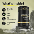 Load image into Gallery viewer, Close-up of Ellasie Shilajit Gummies packaging on wooden table – vegan energy support, benefits of shilajit
