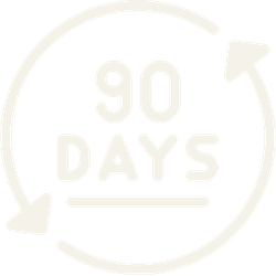 90 days money back guarantee badge in white color