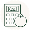 calculator with a apple and kcal on the screen icon