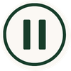 A circular icon with a dark green border and two vertical bars in the center, resembling a pause symbol.