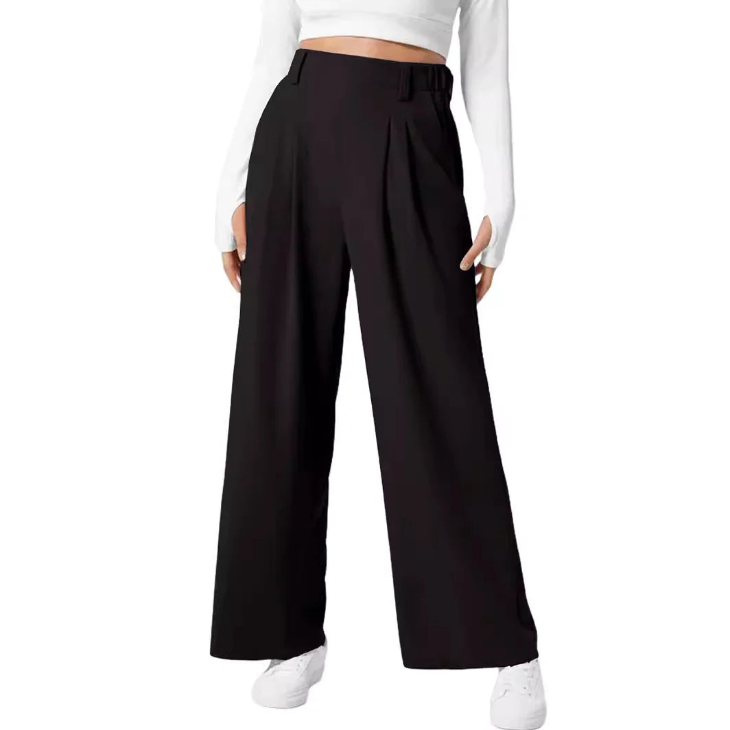 Ellasie Flex™ High Waisted Side Pocket Wide Leg Waffle Work Trousers