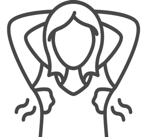 Outline of a person with hands on head, 