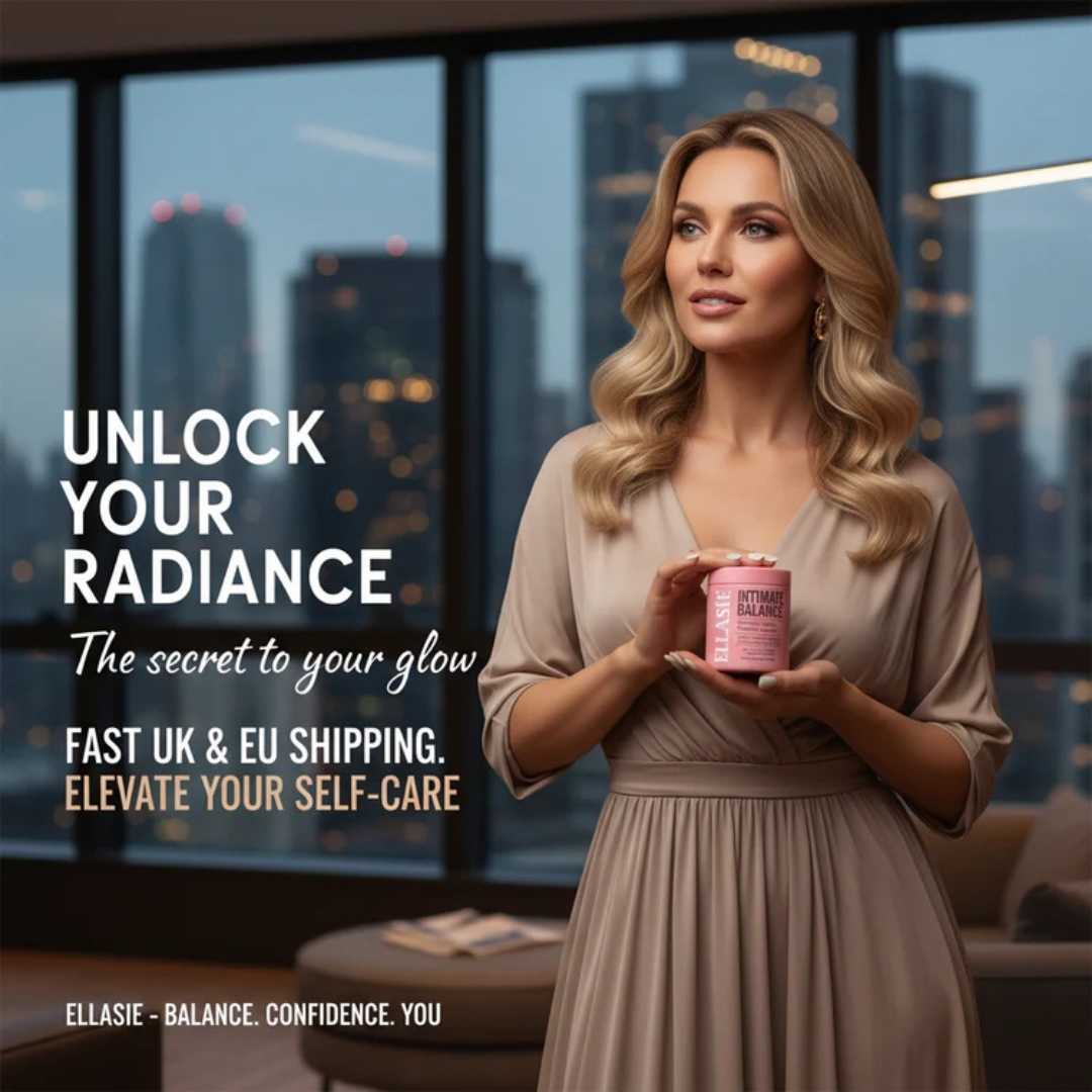 Woman holding ellasie intimate balance bottle lifestyle