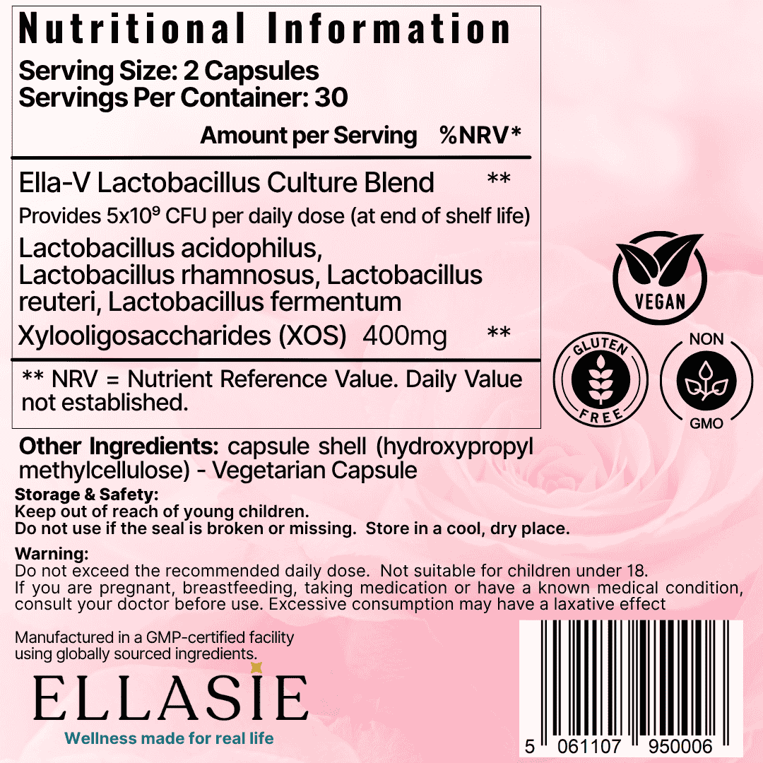 nutritional information ellasie intimate vaginal balance probiotic
