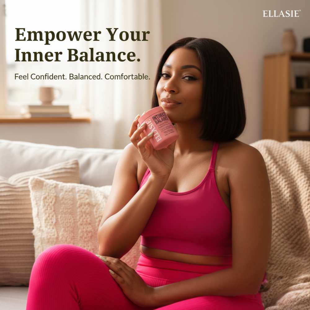 woman holding ellasie intimate balane bottle