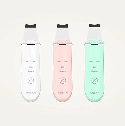Ultrasonic Skin Scrubber Trio – White, Pink, and Green Models for Deep Facial Cleansing