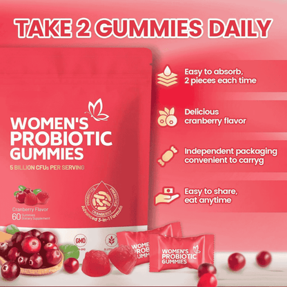 Ellasie Cranberry Probiotic Gummies – 5 Billion CFU | Urinary & Vaginal Balance Support | Vegan, Sugar - Free | Supplements > Probiotic Gummies by Ellasie