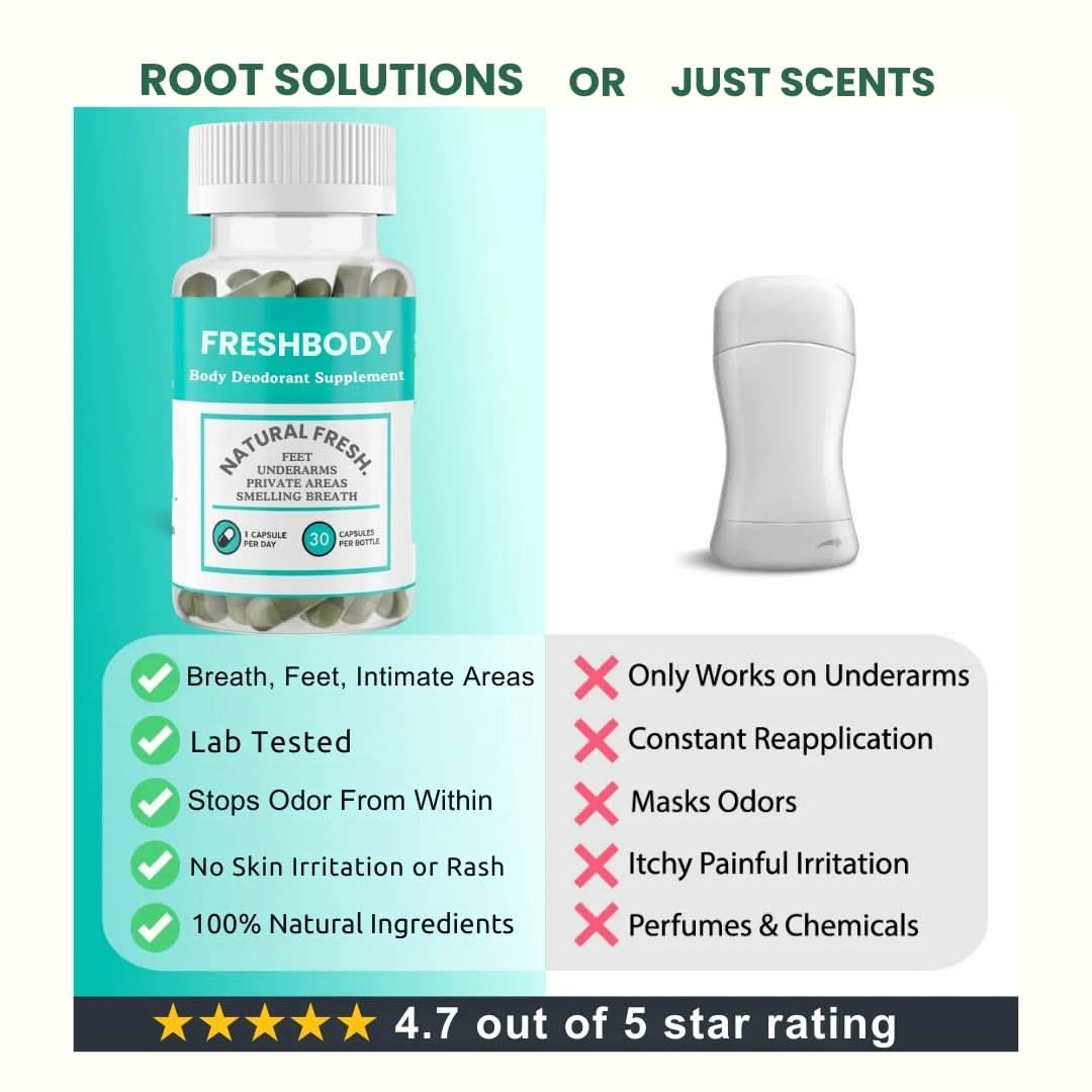 Comparison Chart – FreshBody Root Solution vs Regular Deodorants or Perfumed Products