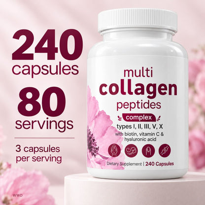 Multi Collagen Complex for Women – 240 Capsules with Biotin