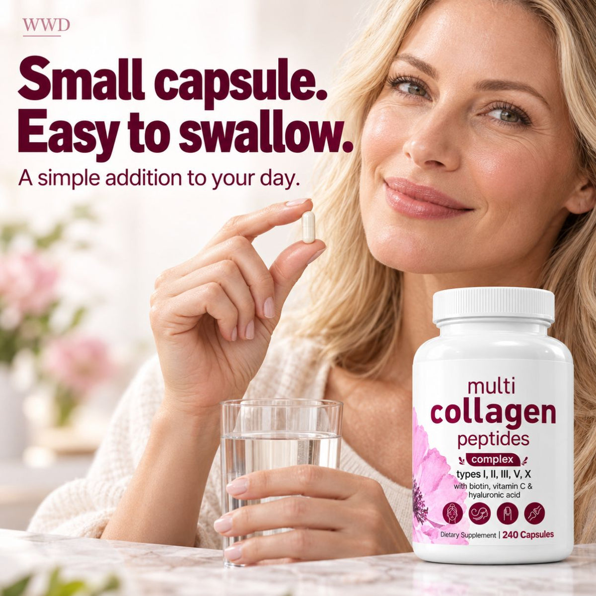 Multi Collagen Complex for Women – 240 Capsules with Biotin