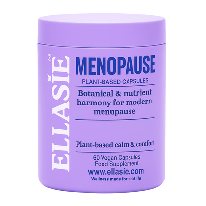 Ellasie Women's Wellness Supplement. Purple bottle of plant-based capsules with botanicals & vitamins for daily support.