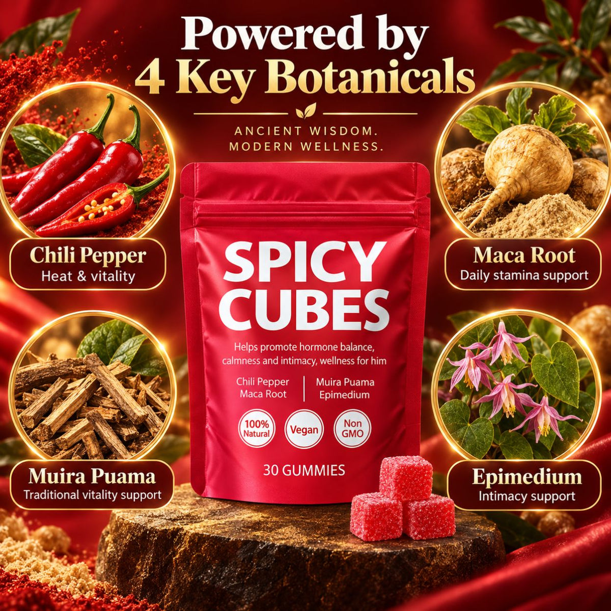 Spicy Cubes Hot Peach Gummies